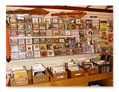 A full wall of CDs and music